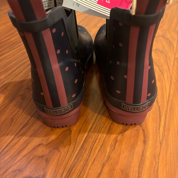 🆕 Joules Wellibob Blue Polka Dot Rain Boots Size 9 NWT - Picture 2 of 10